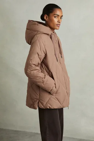 Reiss Thea Mink Neutral Quilted Puffer Coat, S