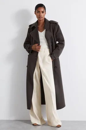 Reiss Mabel Charcoal Atelier Wool And Cashmere Trench Coat, 8