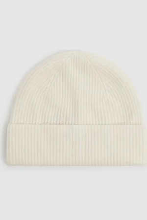 Reiss Merino Wool Ribbed Beanie Hat