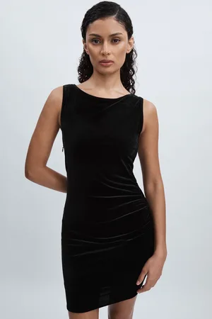 GOOD AMERICAN Velvet Ruched Dress, XS