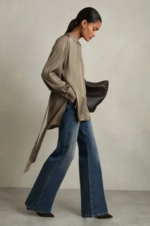 Reiss Woven High-neck Belted Blouse, 4