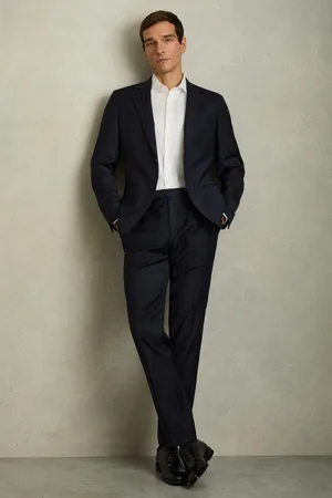 Reiss Slim-fit Wool-blend Textured Tailored Trousers, 28