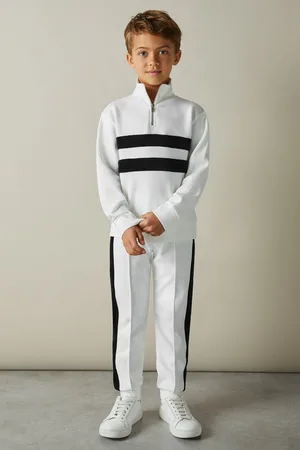 Reiss Montane Sweatshirt Striped, White & emerald Green Size: 45Y
