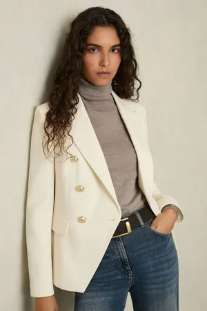 Reiss Tailored Fit Textured Double Breasted Blazer, 4
