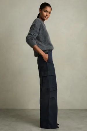 Reiss Cotton-tencel Wide-leg Combat Trousers, 4R
