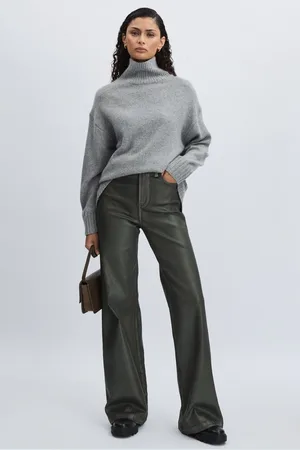 Paige Leather-look Wide-leg Jeans, , 24