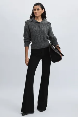 Paige Angled Waist Flared Jeans, , 24