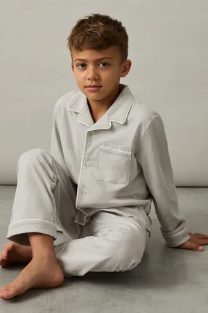 Reiss Myers 9-13 yrs Brushed-cotton Piped-trim Pyjamas, Q04