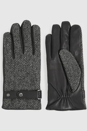 Reiss Vaughn Gloves Sheepskin Herringbone, Size: S