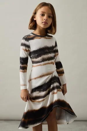 Reiss Georgia Midi Dress Abstract Print, Cream & black Size: 9-13 Yrs