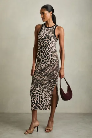 Reiss Lily Bodycon Dress Leopard Print, Size: L