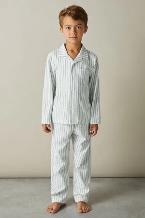 Reiss Sage Green & white Stripe Cohen 3-9 yrs Brushed-cotton Striped Pyjama, 56Y