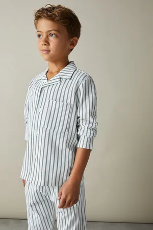 Reiss Navy & white Stripe Cohen 3-9 yrs Brushed-cotton Striped Pyjama, 45Y