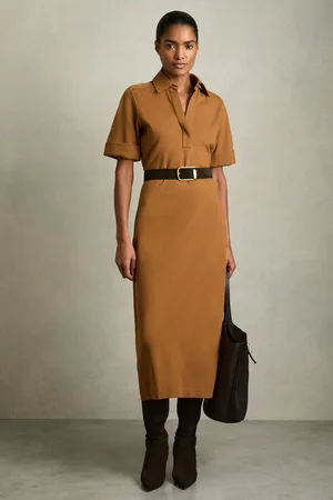 Reiss Jersey Open-collar Bodycon Dress, 8