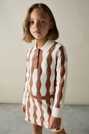 Reiss 9-13 Yrs-zag Knit Collared Dress, Q04