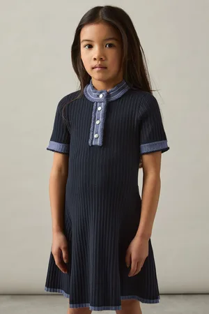 Reiss 9-13 yrs Contrast-trim Rib-knit Dress, Q04