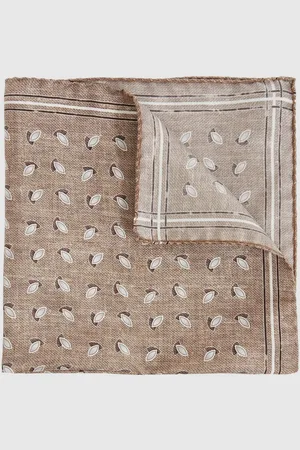 Reiss Almond Print Silk Pocket Square