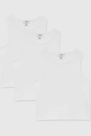Reiss Jaden Pack 9-13 yrs Cotton Stretch Ribbed Vest Q04