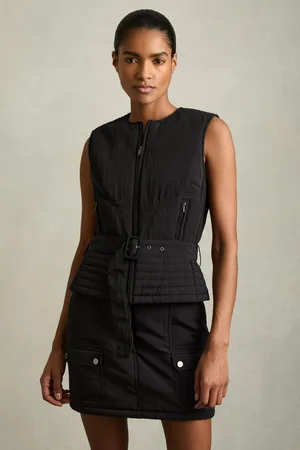 Reiss Quilted Zip-through Belted Vest, 4