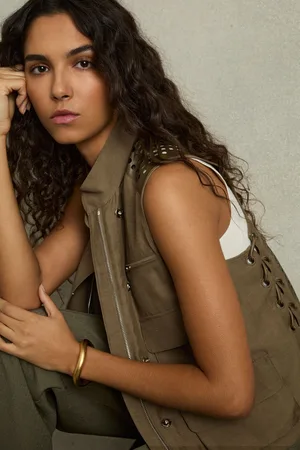 Reiss Cargo-pocket Laser-cut Gilet With Linen, XS