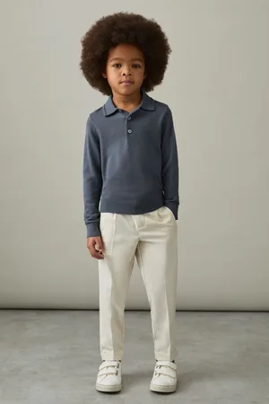 Reiss Trafford Airforce 3-9 yrs Merino Wool Polo Shirt, 4-5Yrs