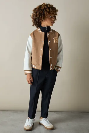 Reiss Camel & white 9-13 yrs Wool-blend Contrast Varsity Jacket, Q04