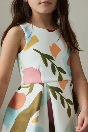 Reiss 9-13 yrs Abstract Floral Scuba Dress, Q04