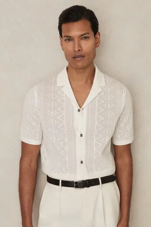 Reiss Textured-knit Short-sleeve Shirt, XS