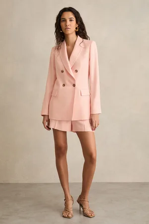 Reiss Petite Double-breasted Peak-lapel Suit Jacket, 6