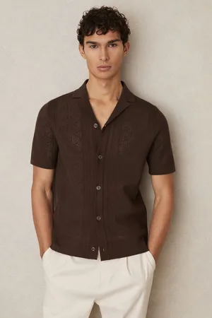 Reiss Textured-knit Short-sleeve Shirt, XS
