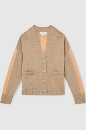 Reiss Wool-blend Stripe-detail Cardigan With Cashmere