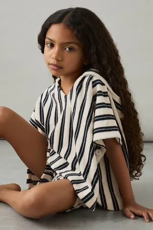 Reiss 4-9 yrs Hoodie and Shorts Stripe Towelling Set, 45Y
