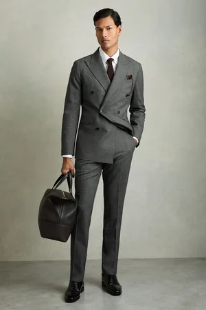 Reiss Slim-fit Sharkskin Suit Trousers Wool-blend, 28