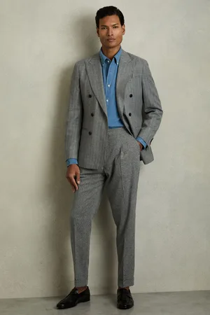 Reiss Puppytooth-check Tailored Trousers, 28