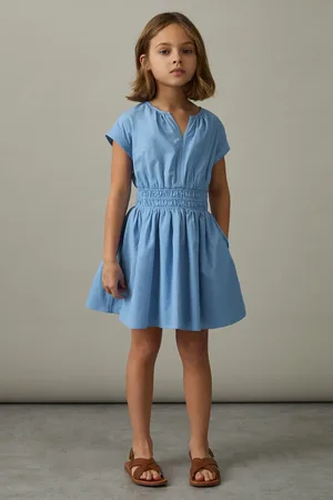 Reiss 4-9 yrs Cotton Cap-sleeve Ruched Dress, 45Y