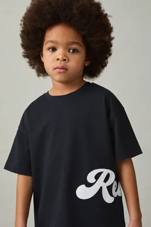 Reiss 9-13 yrs Cotton Script-logo Oversized T-shirt, Q04