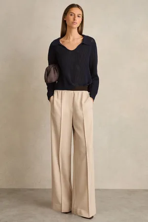 Reiss Wide-leg Elasticated-waist Trousers, 4R