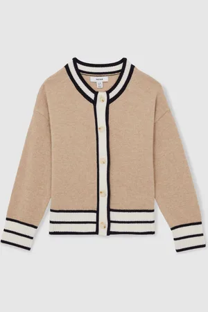 Reiss Merino-blend Varsity Cardigan With Cashmere