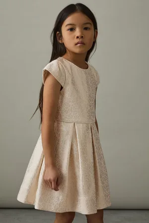 Reiss 4-9 yrs Brocade Cap-sleeve Pleated Dress, 45Y