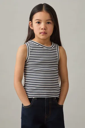 Reiss 4-9 yrs Stretch-cotton Stripe Asymmetric Vest, 45Y