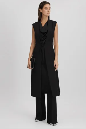 Halston Heritage Cowl Neck Wrap Midi Dress, , 4