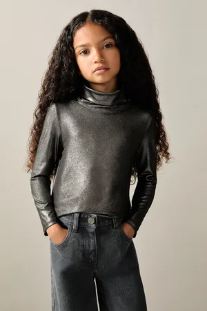 Reiss Casey Neck Top Metallic, Size: K12
