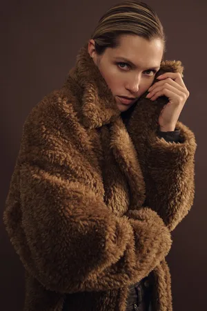Reiss Teddy Coat With Wool, XS