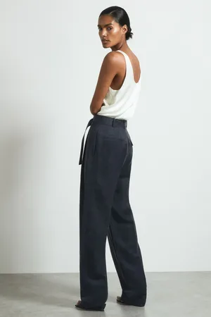 ATELIER Cupro Belted Suit Trousers, 6