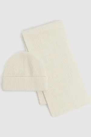 Reiss Merino Wool Ribbed Scarf And Beanie Set, One Size