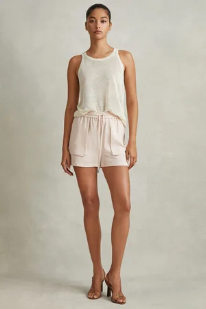 Reiss Isador Drawstring Shorts Lyocell Plain, Size: 4