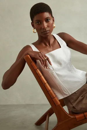 Reiss Linen Corset Vest, 14