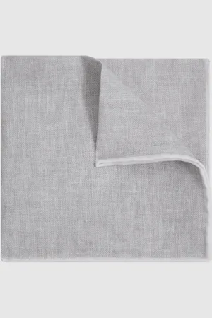 Reiss Linen Contrast Trim Pocket Square, One Size