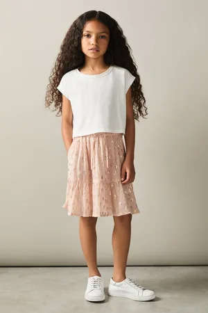 Reiss Ellen Skirt Metallic Print, Size: Q04