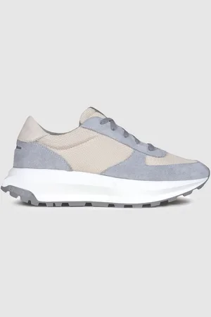 Unseen Footwear Suede Mesh Trainers, Grey & white, 4